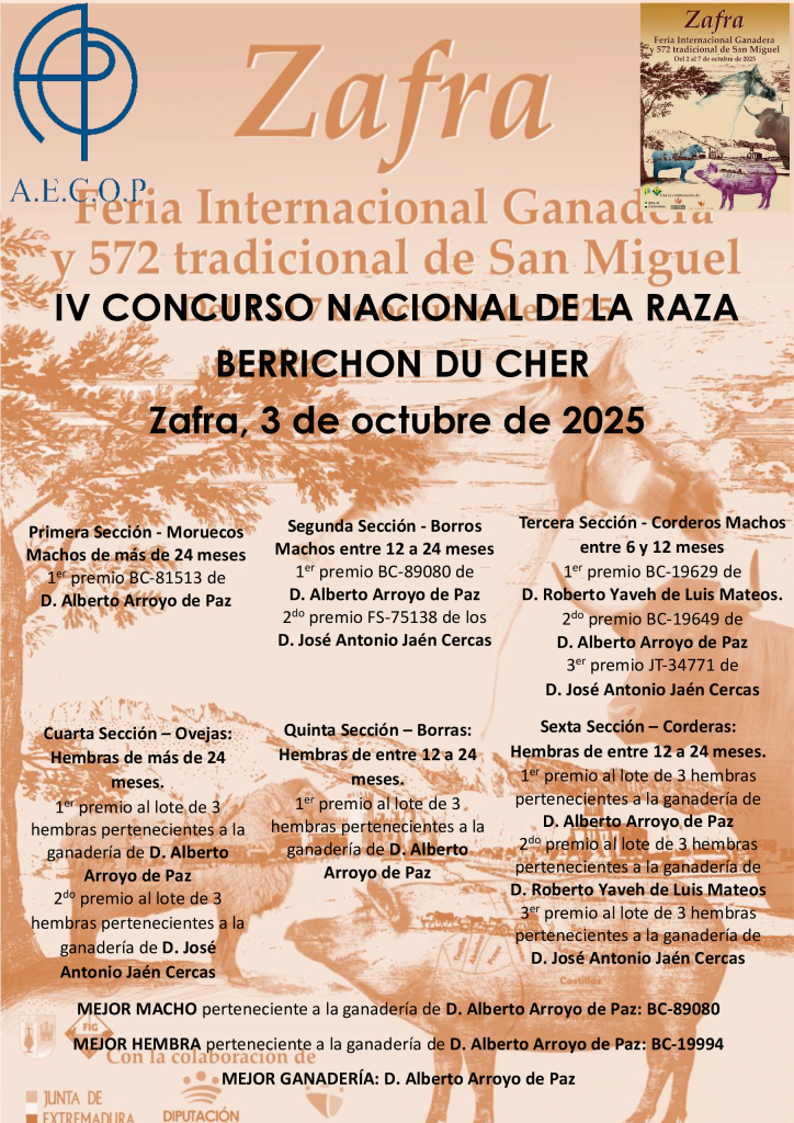 Zafra IV Concurso Nacional de la raza Berrichon du Cher 2025 Portada