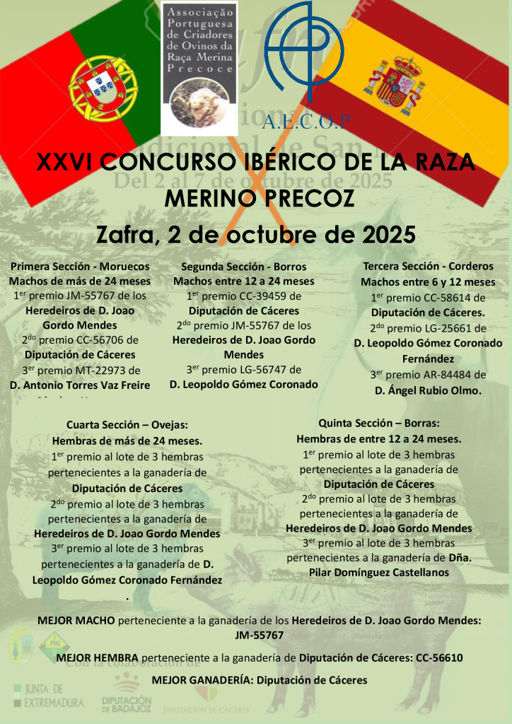 Zafra XXVI Concurso Ibérico de la raza Merino Precoz 2025 Portada